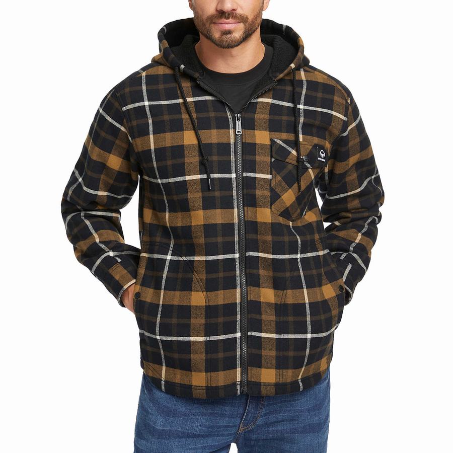 Wolverine Bucksaw Sherpa Shirt Erkek Mont Siyah Kahverengi | BBY7129SO