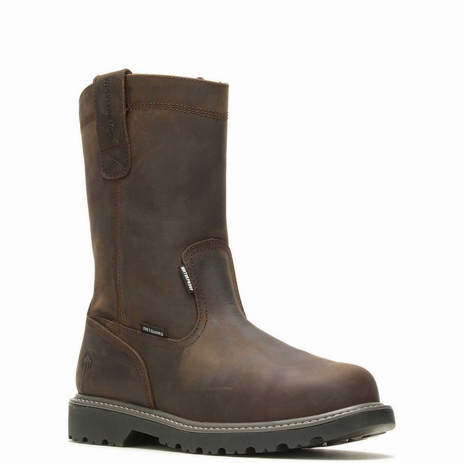 Wolverine Floorhand Met-Guard Steel-Toe Wellington Erkek Bot Koyu Kahverengi | NPC3551AJ