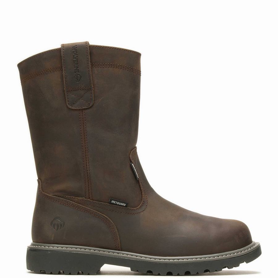 Wolverine Floorhand Met-Guard Steel-Toe Wellington Erkek Bot Koyu Kahverengi | NPC3551AJ