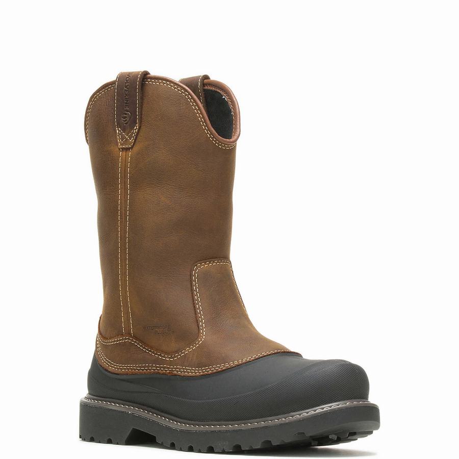 Wolverine Floorhand Swamp Steel-Toe Work Wellington Erkek Bot Koyu Kahverengi | OBP452AJ