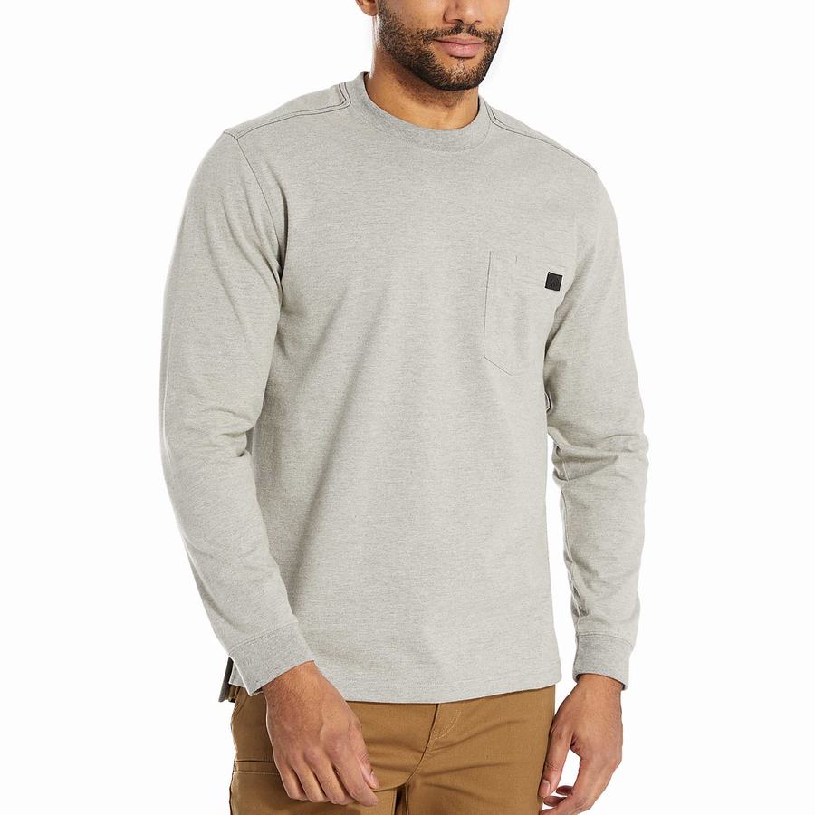 Wolverine Guardian Cotton™ Long Sleeve Pocket Tee Erkek Tişört Açık Gri | MCP3112XF