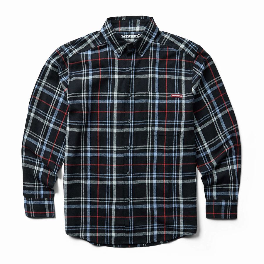 Wolverine Hastings Flannel Erkek Gömlek Siyah Gri | VQV2282XB