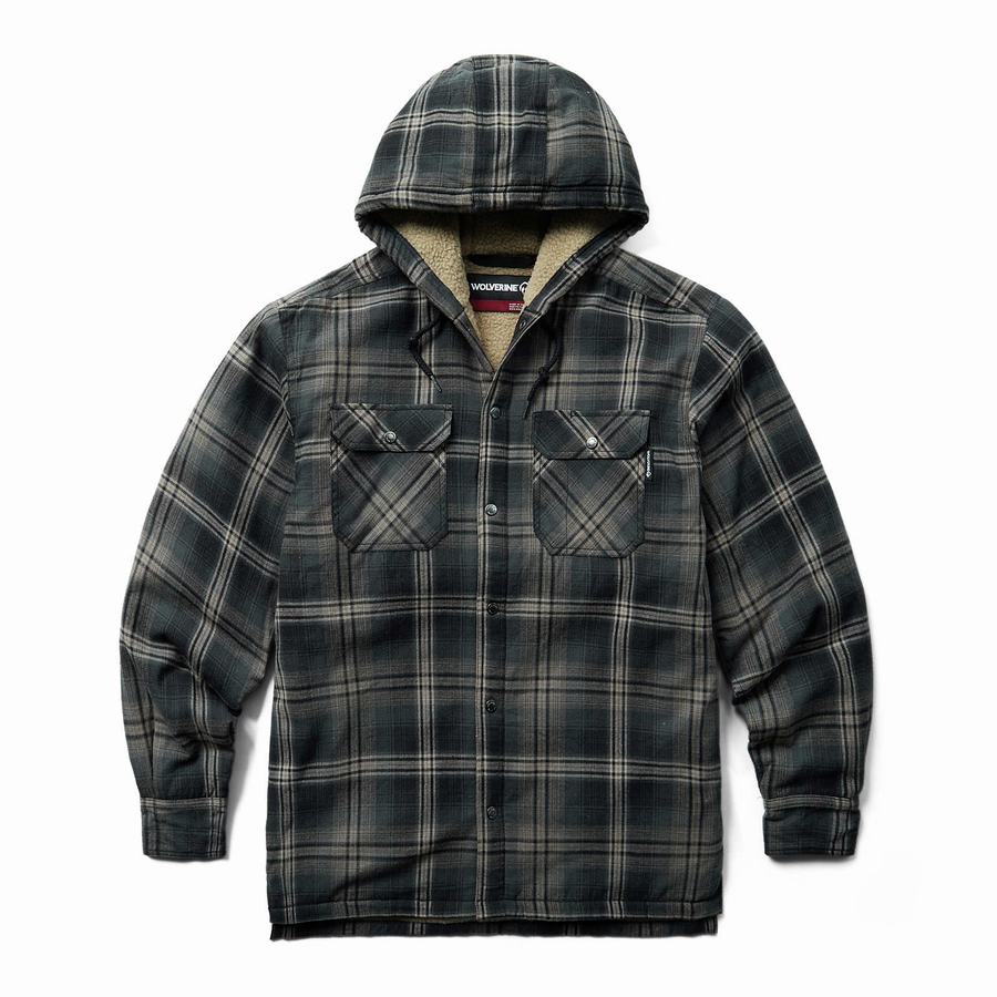 Wolverine Hastings Sherpa Lined Hooded Shirt Erkek Mont Siyah | UNP8410GE