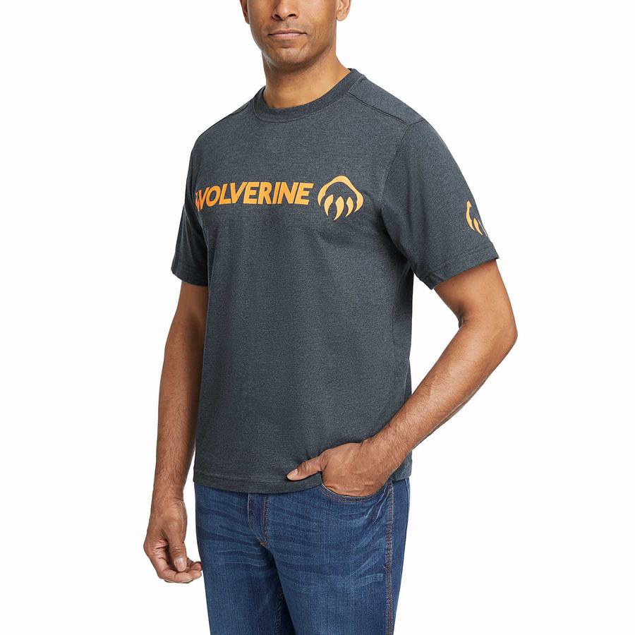 Wolverine Modern Fit Short Sleeve Graphic Tee Erkek Tişört Lacivert Turuncu | IKN10070IR