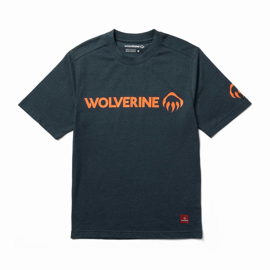 Wolverine Modern Fit Short Sleeve Graphic Tee Erkek Tişört Lacivert Turuncu | IKN10070IR