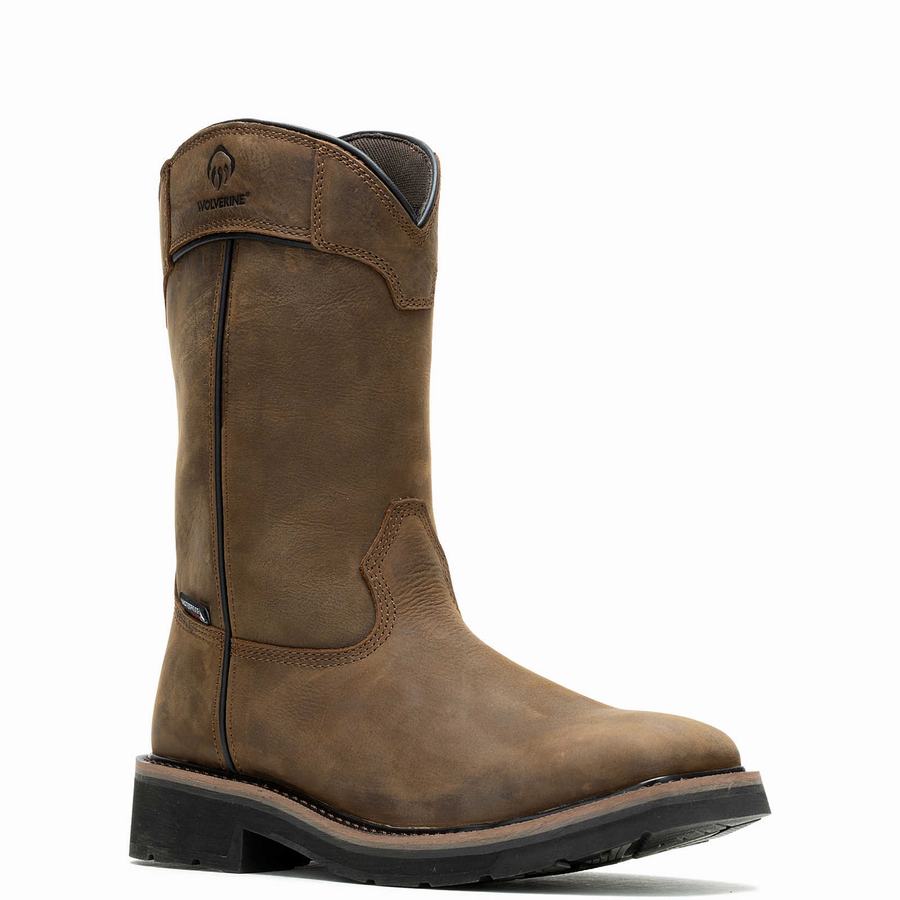 Wolverine Rancher Pull-Tab Waterproof Steel-Toe Wellington Erkek Bot Koyu Kahve | PTI1570IO