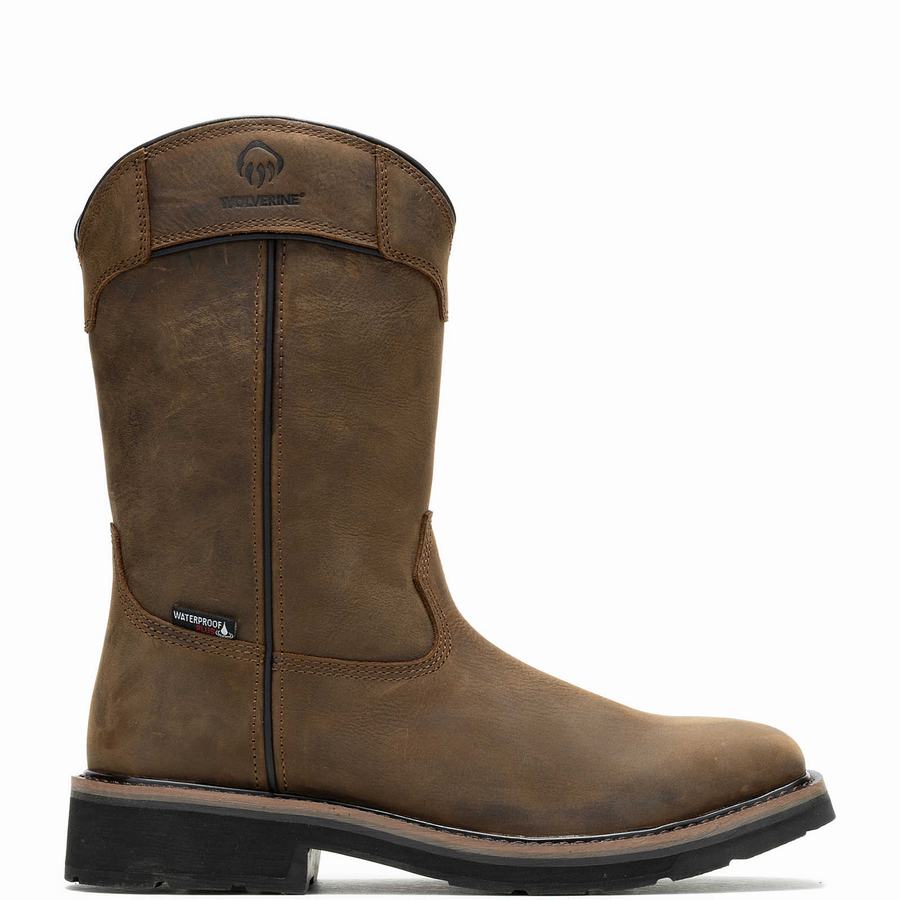 Wolverine Rancher Pull-Tab Waterproof Steel-Toe Wellington Erkek Bot Koyu Kahve | PTI1570IO