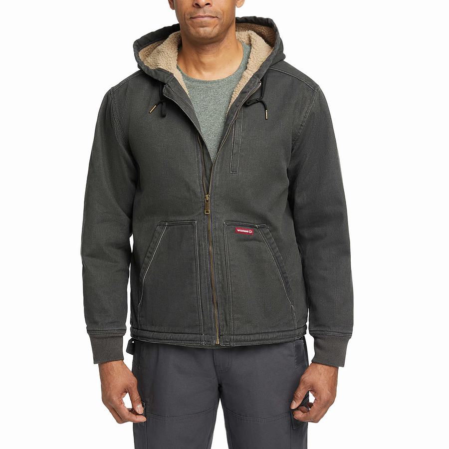 Wolverine Upland Sherpa Lined Hooded Erkek Mont Siyah | CTP7654SE