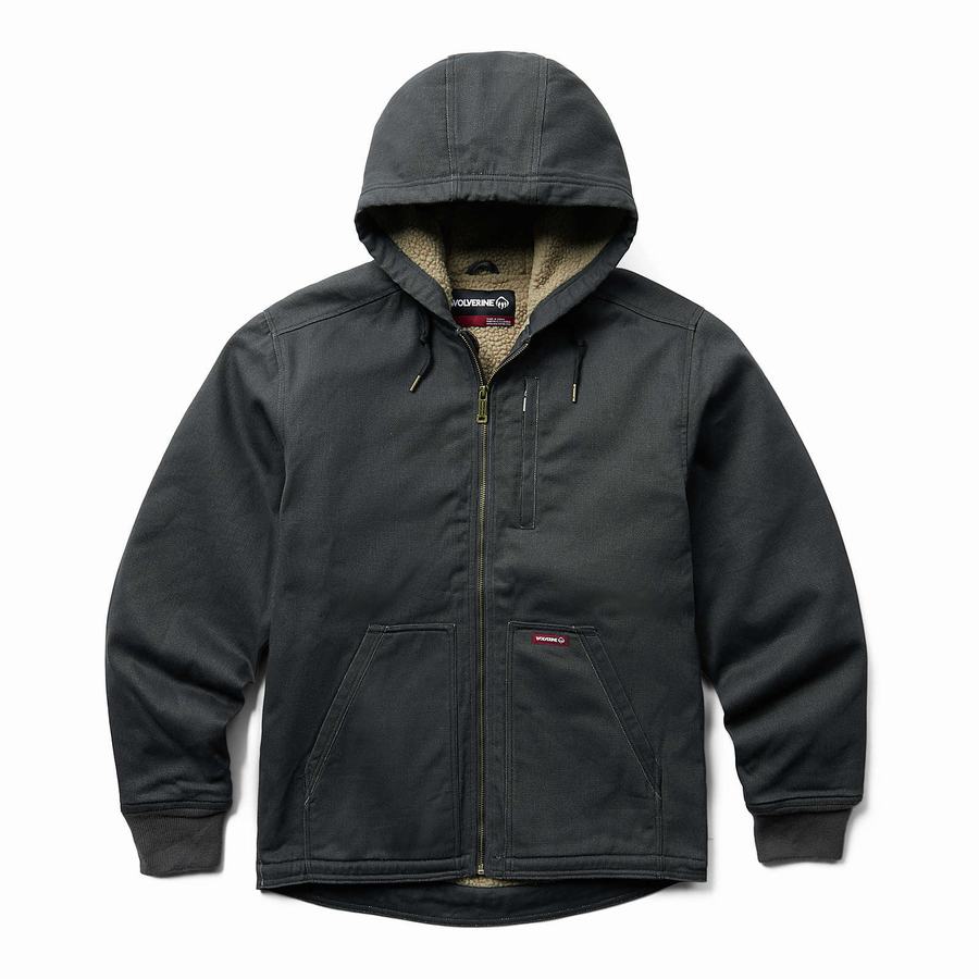 Wolverine Upland Sherpa Lined Hooded Erkek Mont Siyah | CTP7654SE