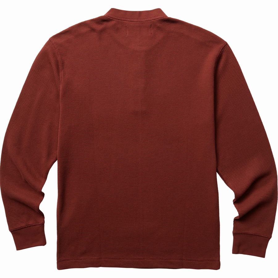 Wolverine Walden Long Sleeve Henley Big & Tall Erkek Tişört Koyu Kırmızı | YBG7265QD