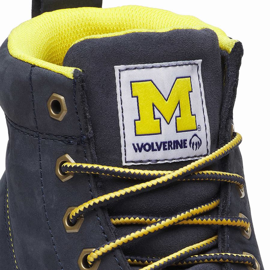 Wolverine x Valiant University of Michigan Floorhand Moc Toe Erkek Iş Botu Lacivert | NIM8728GL